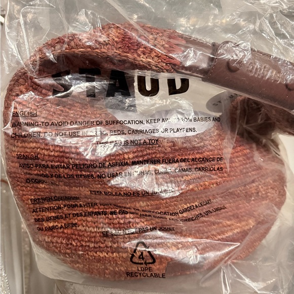 STAUD Large Mahogany Brown Raffia Shoulder Bag NWT - Picture 11 of 11